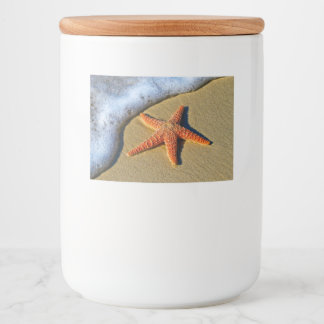 Orange Starfish On Beach Food Label