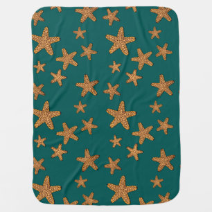 Orange Starfish Pattern Baby Blanket
