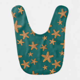 Orange Starfish Pattern Bib
