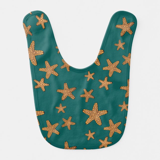 Orange Starfish Pattern Bib (Front)