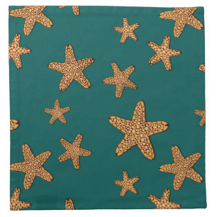 Orange Starfish Pattern Cloth Napkin