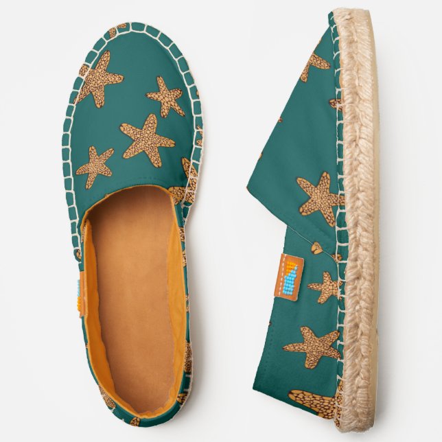 Orange Starfish Pattern Espadrilles (Side)