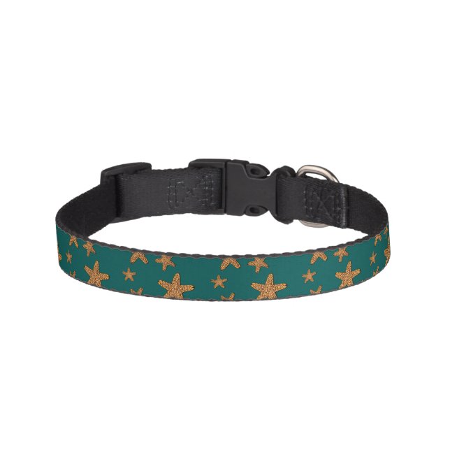 Orange Starfish Pattern Pet Collar (Front)