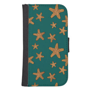Orange Starfish Pattern Phone Wallet