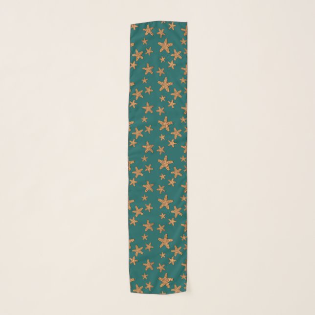 Orange Starfish Pattern Scarf (Front)