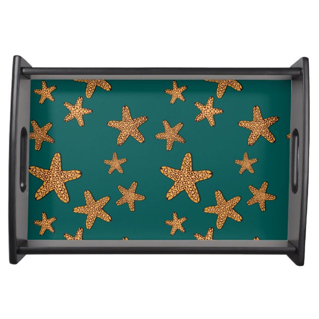 Orange Starfish Pattern Serving Tray (Front)