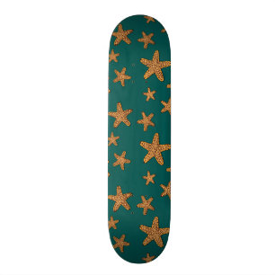 Orange Starfish Pattern Skateboard