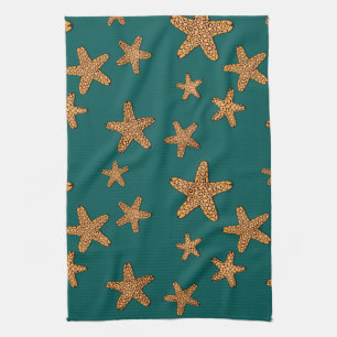 Orange Starfish Pattern Towel