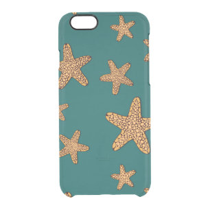 Orange Starfish Pattern Clear iPhone 6/6S Case