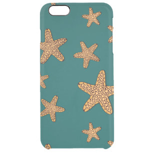 Orange Starfish Pattern Clear iPhone 6 Plus Case