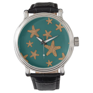Orange Starfish Pattern Watch