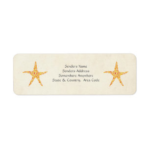 Orange Starfish Summer Beach Small Address Labels