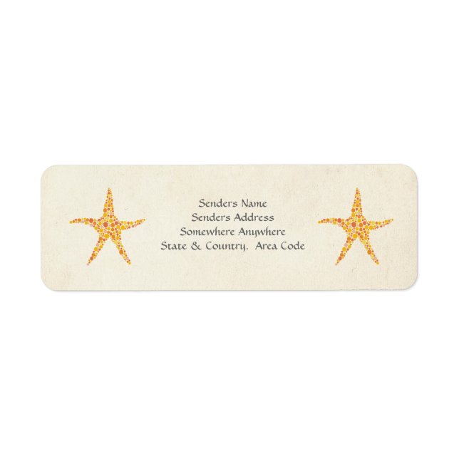 Orange Starfish Summer Beach Small Address Labels (Front)