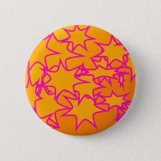 orange starry pinback button