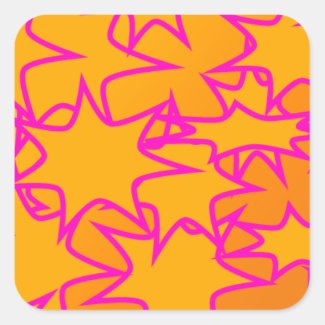 orange starry square sticker