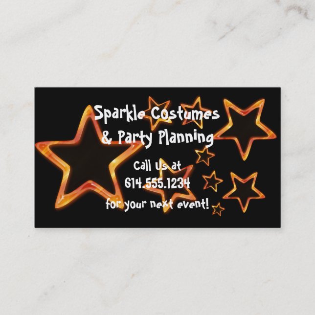 Orange Stars :: Fun/Party/Event Business Cards (Front)