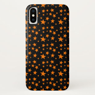 Orange Stars on Black   Halloween Fun iPhone X Case