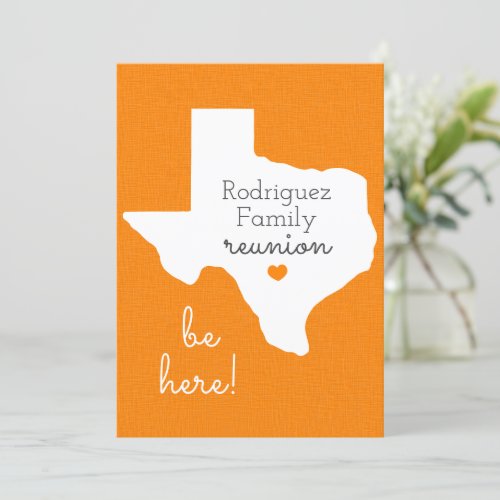 Orange State of Texas Family Reunion Invitation