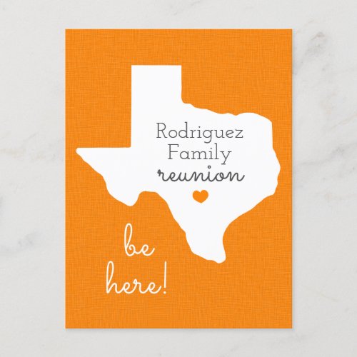 Orange State of Texas Family Reunion Postcard