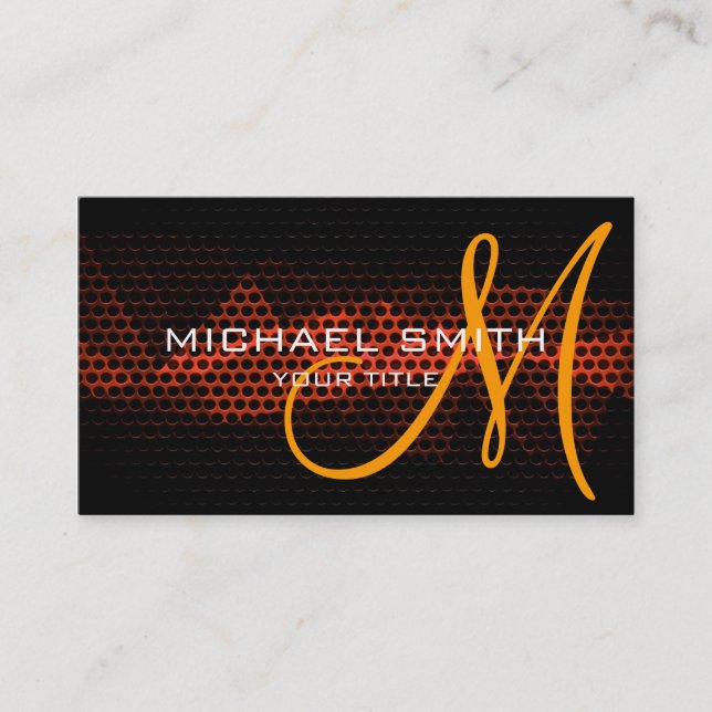 Orange Steel Metal Professional Business Card (Front)