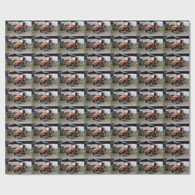 Orange Steyr Tractor KL II Wrapping Paper (Flat)