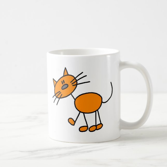 Orange Stick Figure Cat Mug (Right)