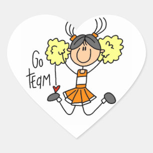 Orange Stick Figure Cheerleader t-shirts and Gifts Heart Sticker