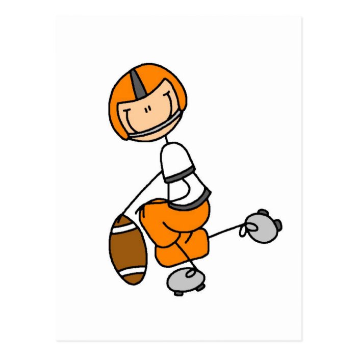 Orange Stick Figure Football Tshirts and Gifts Post Cards
