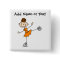 Orange Stick Figure Ice Skater Button