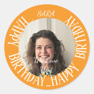 orange Sticker for birthday fully customizable
