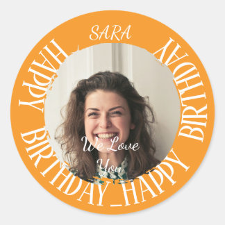 orange Sticker for birthday fully customizable