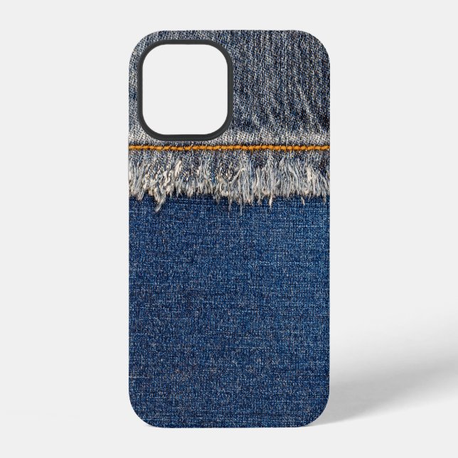 Orange Stitch, Double Denim Patch. Iphone Case (Back)