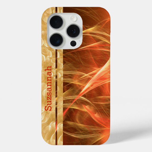 Orange Streaks Champagne Bubbles Custom Name Case-Mate iPhone Case (Back)