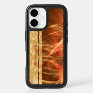 Orange Streaks Champagne Bubbles Custom Name Case- iPhone 16 Case
