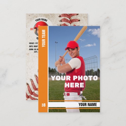 Orange Stripe Baseball Trading Card _ Custom Stats