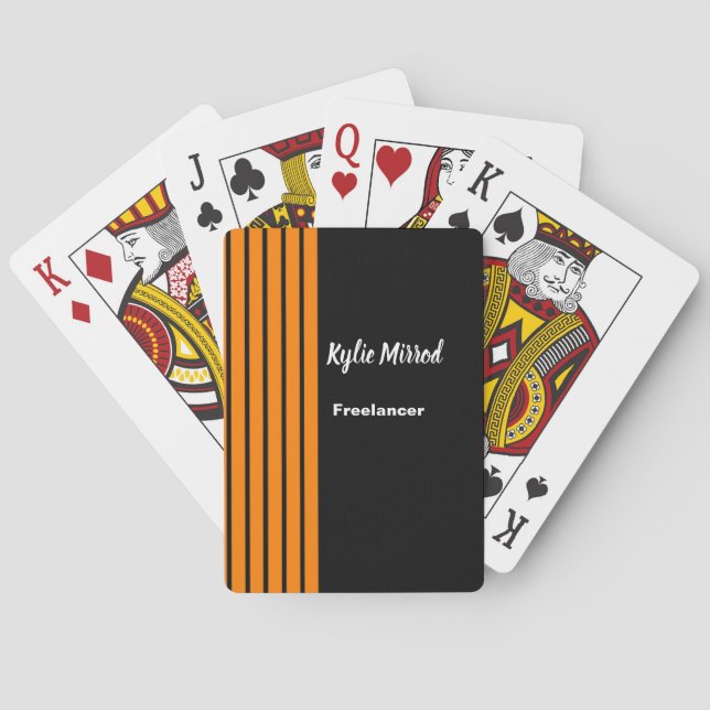 Orange stripe lines black poker cards (Back)