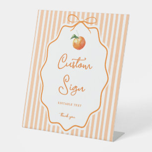 Orange Stripe Little Cutie Baby Shower Custom Sign