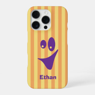 Orange Stripe Purple Quirky Smile iPhone 16 Pro Case