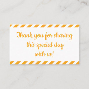 Orange Stripe Wedding Fall Bridal Shower Thank You Place Card