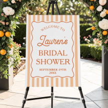 Orange Striped Bridal Shower Welcome Sign