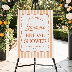 Orange Striped Bridal Shower Welcome Sign