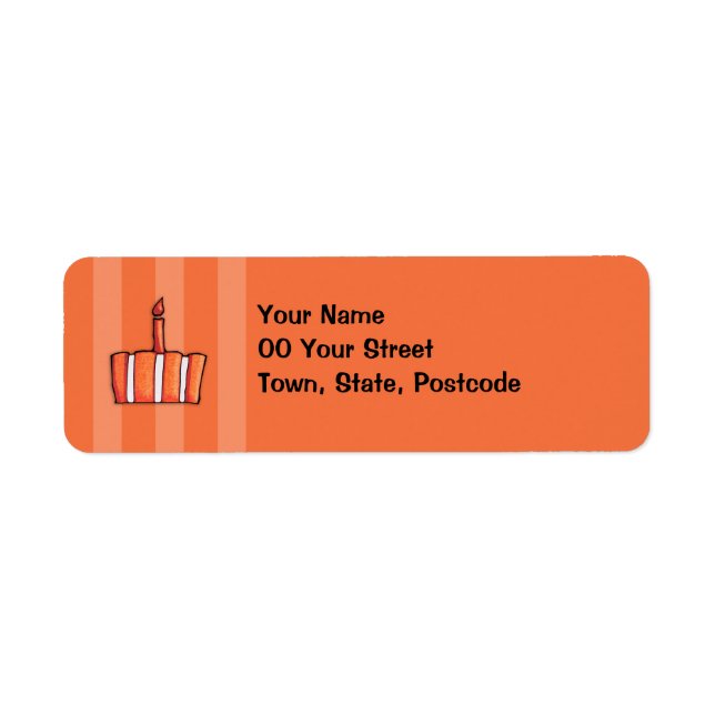 Orange Striped Cake Return Address Label (Front)