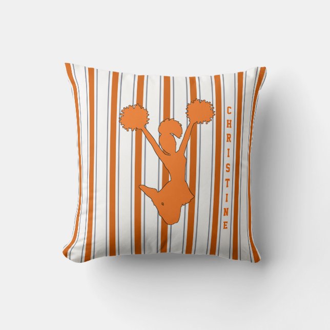 Orange Striped Cheerleader Pillow (Front)
