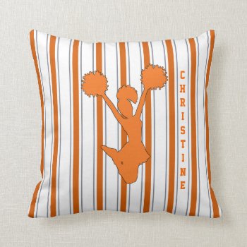 Orange Striped Cheerleader Pillow by Hannahscloset at Zazzle