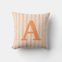 Orange Striped Monogrammed Pillow