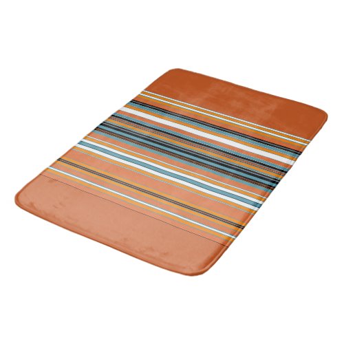 Orange Striped Pattern Bath Mat