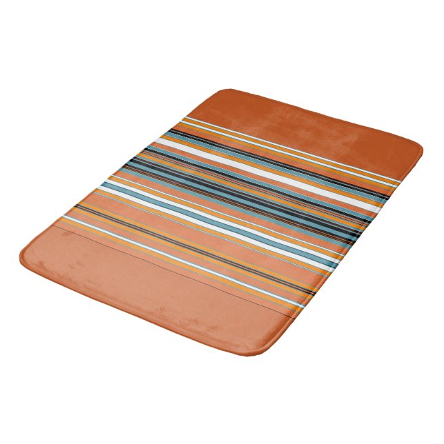 Orange Striped Pattern Bath Mat (Angled)