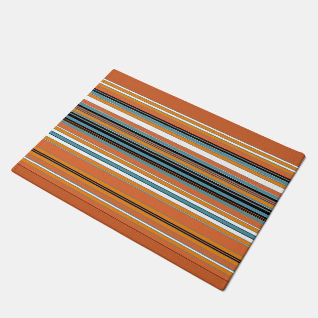 Orange Striped Pattern Doormat (Angled)