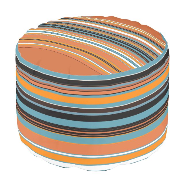 Orange Striped Pattern Pouf (Angled Back)