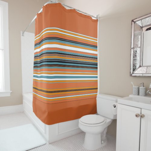 Orange Striped Pattern Shower Curtain